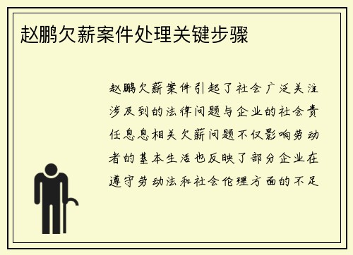 赵鹏欠薪案件处理关键步骤